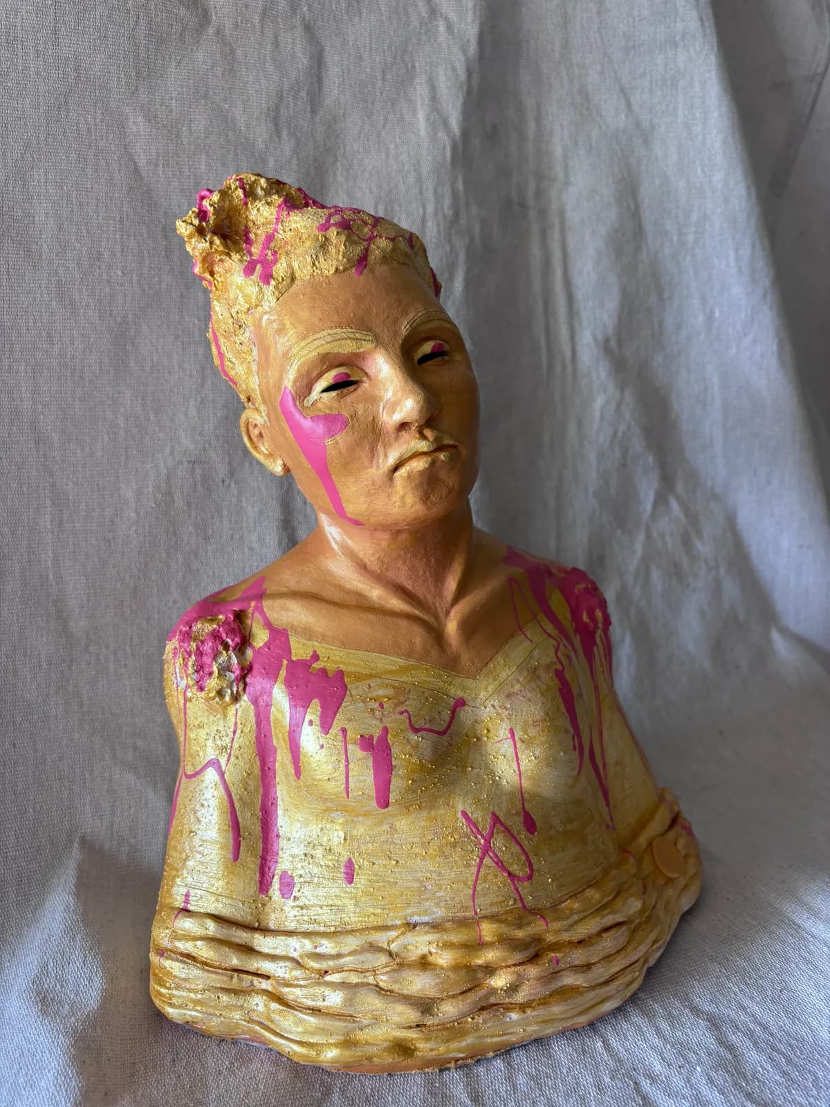 Honeyed — White clay, once-fired, slip & coloured engobe, sealed
