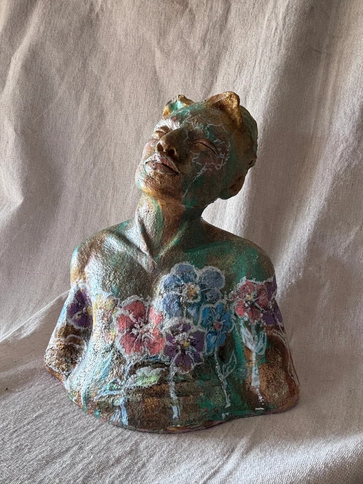 The Botanist — White clay, once-fired, slip & coloured engobe, sealed