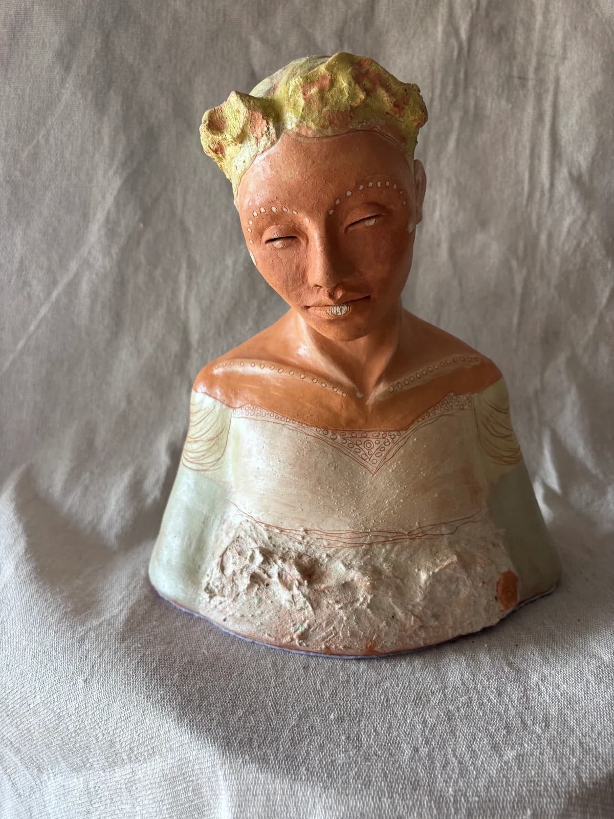 The Greenwood — White clay, once-fired, slip & coloured engobe, sealed