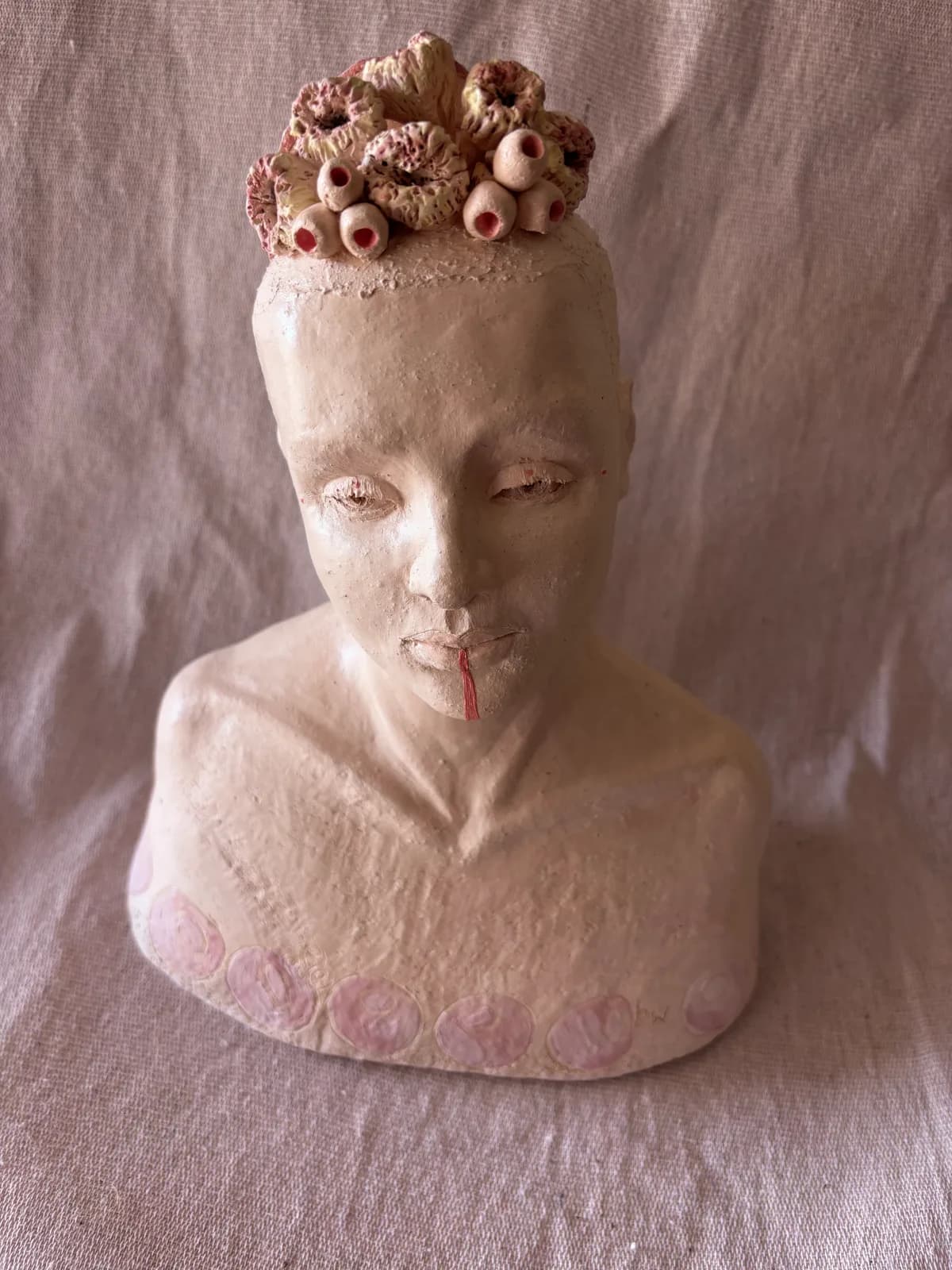The Quiet Crown — White clay, once-fired, slip & coloured engobe, sealed