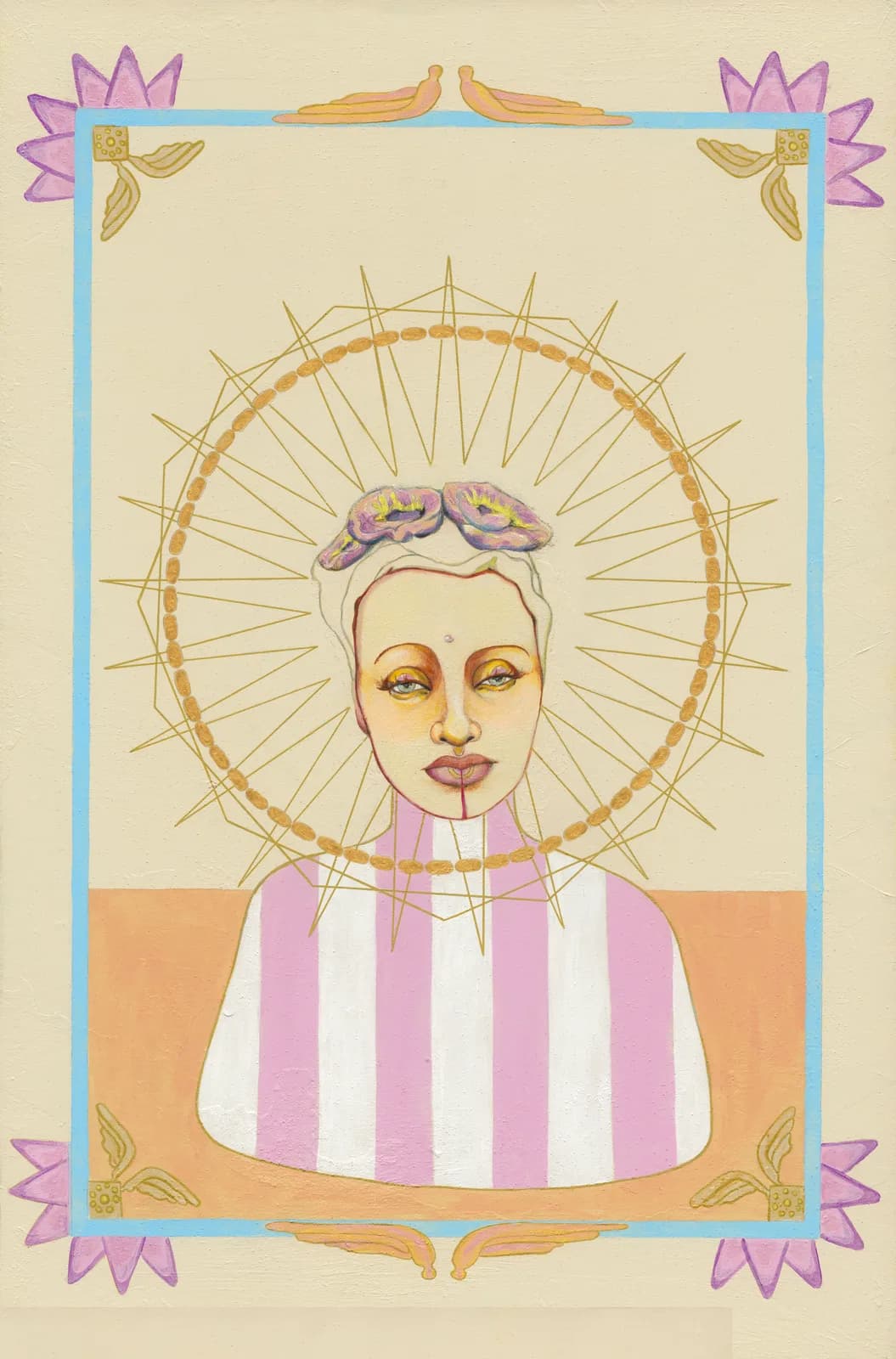 Aubade — House paint, acrylic, pencil & gold pen on board