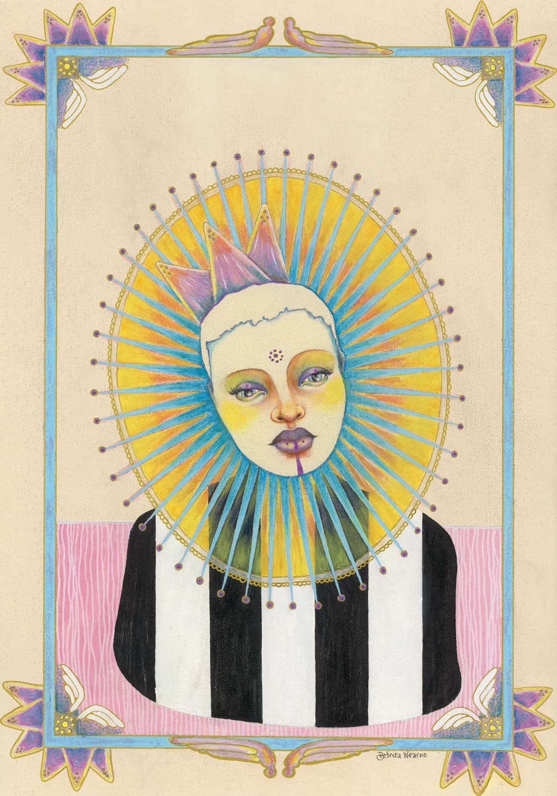 Augury — House paint, acrylic, pencil & gold pen on board